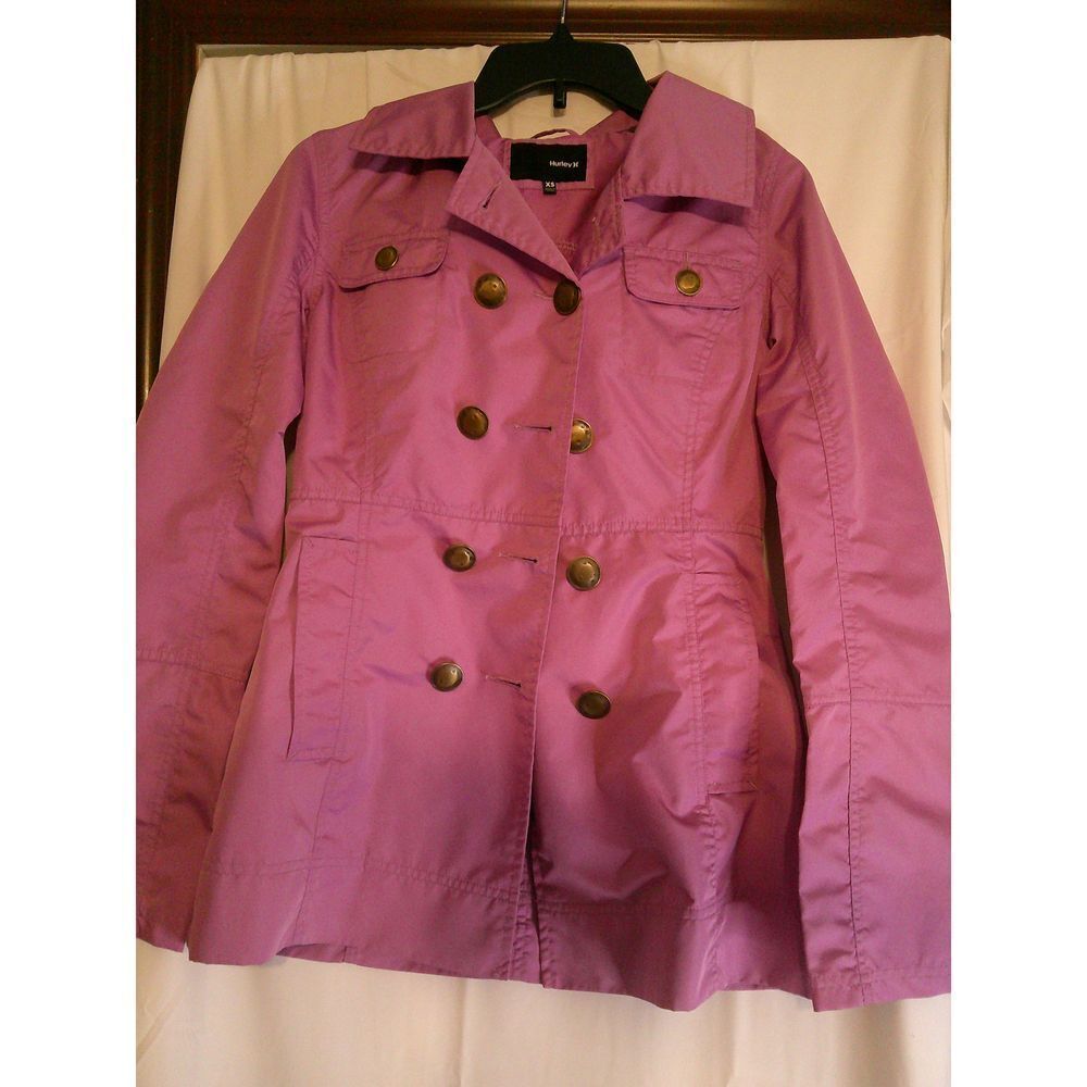 Hurley Fuchsia Double-Breasted Hooded‎ Jacket Casual Outerwear XS